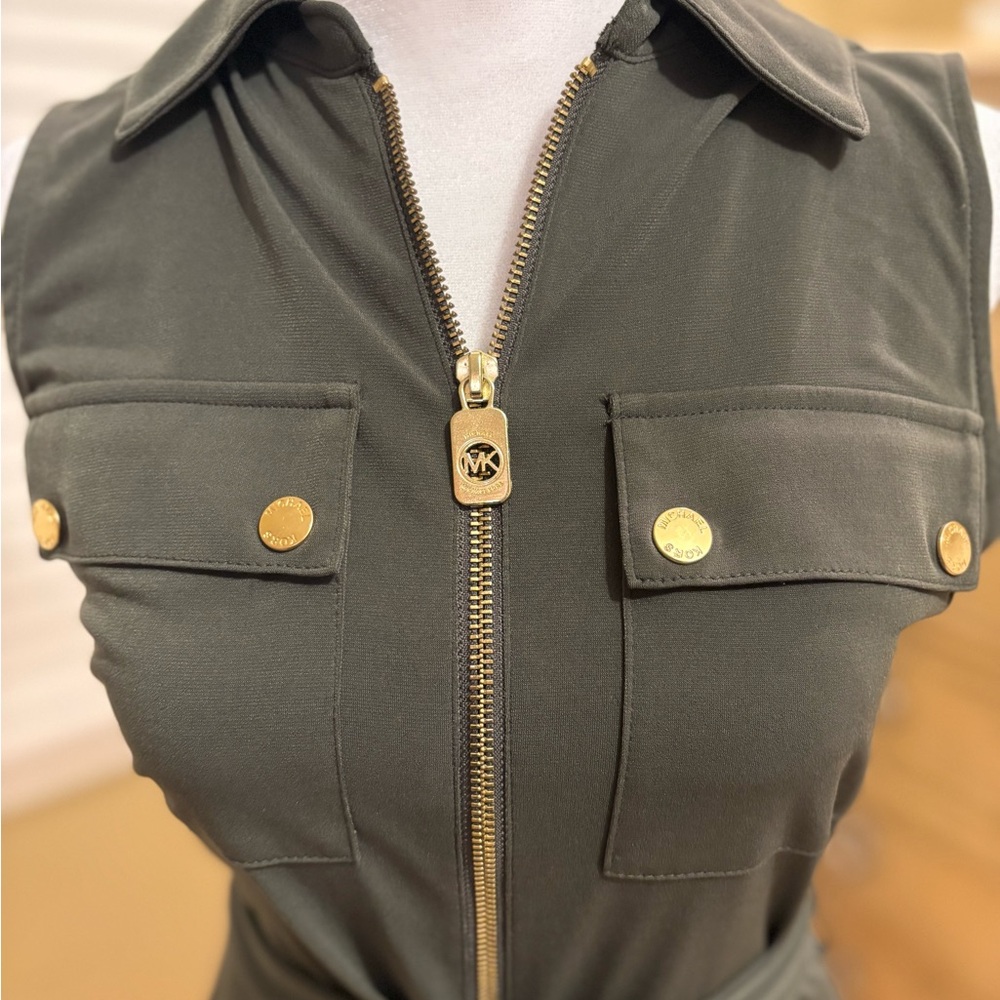 NWOT Michael Kors Dark Green Sleeveless Jumpsuit - Picture 4 of 5